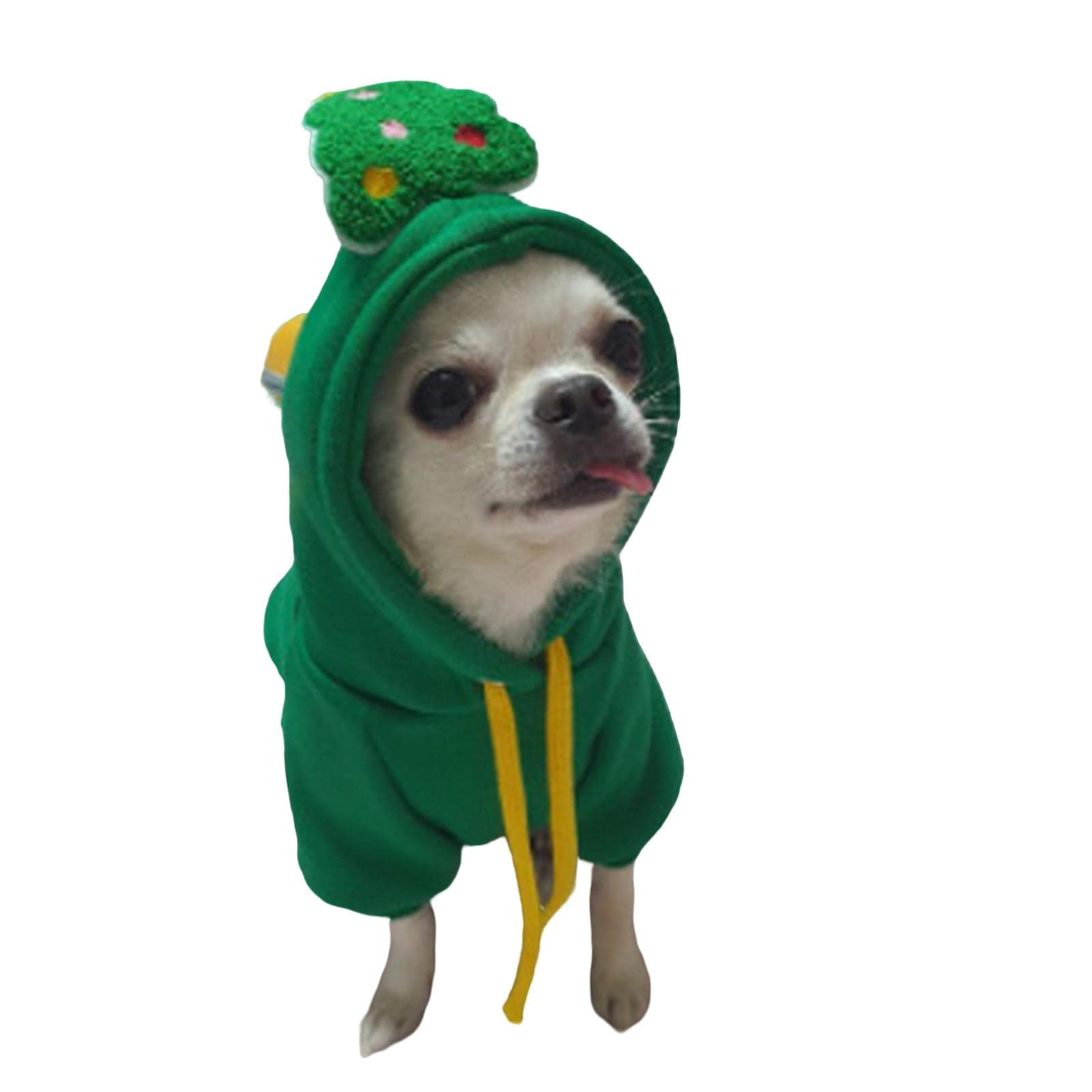 Ubranka dla psów urocze ubrania dla średnich dużych psów zima jesień ciepły płaszcz z kapturem dla psa psy chihuahua szczeniak kostium miękka kurtka - zielona choinka bożonarodzeniowa, L