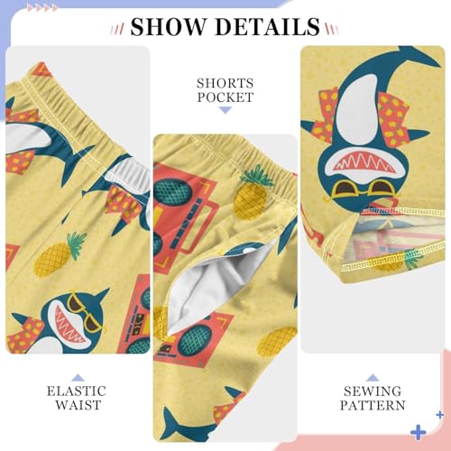 Funny Shark Pineapple Boys Long Pants Soft Trousers Elastic Waist Kids Lounge Bottoms with Pockets S-XL4