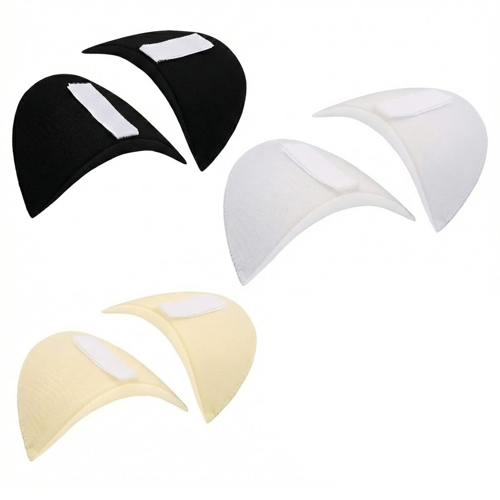 3 Pairs Shoulder Pads for Women Clothes,Detachable Breathable Foam Shoulder Pads,No-Sewing,Anti-Slip Sponge Shoulder Enhancer for Women Clothes Men Suit Blazer Coat Clothing (Black,White,Skin)