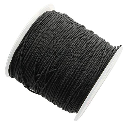 Tegg Nylon Beading Cord 1Roll 0.8mm 100m Chinese Knotting Silk Cord String Thread Beading Rope Black