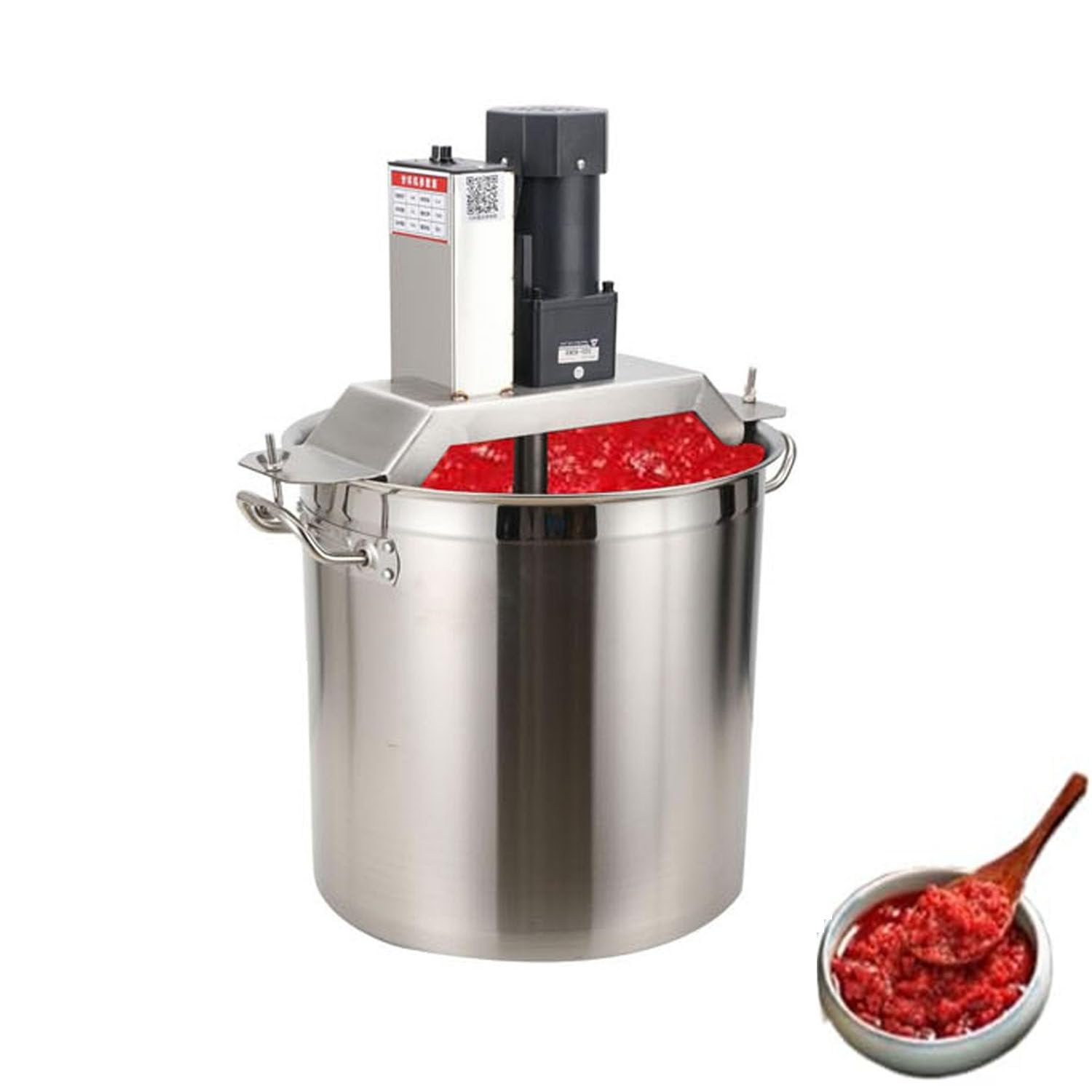 GLJTUO Electric Mixer Machine,Electric Food Mixer, Automatic Pot Stirrer with Adjustable Speed, 4-Blade Mixing Scraper, 50L Capacity for Commercial Kitchen Use,90L