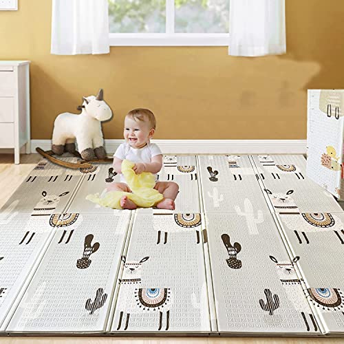 HB.YE Tapis de Jeu pour Bébé Pliable Imperméable Antidérapant Tapis de Sol Ramper Enfant (Alpaga)
