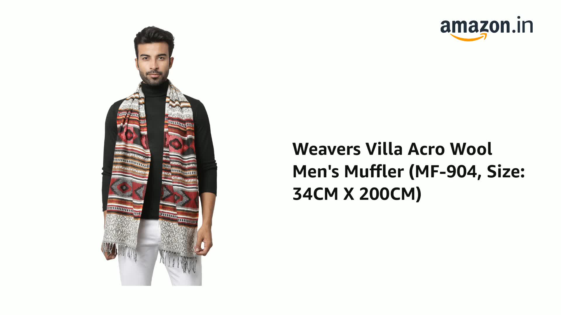 Weavers Villa Acro Wool Men's Muffler (MF-904, Size: 34CM X 200CM