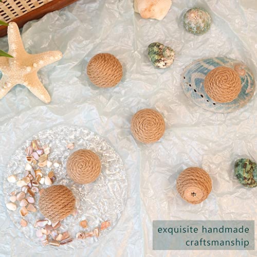 EureKaEr Set of 6 Nautical Jute Rope Drawer Handles - Bohemian Decoration - Furniture and Door Knobs - Wooden Handles for Dresser - Image 3