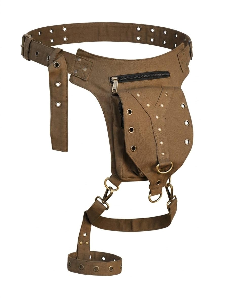 Asterra Festival Bag for Men & Women | Boho Cotton Utility Waist Bag | Crossbody Chest Sling Fanny Pack | Multi Pocket Travel Festival Hip Bag | Adjustable Strap (Camel Brown)-image-12