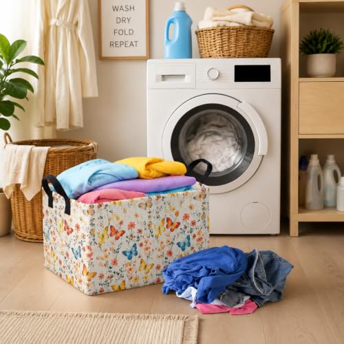Image of Rectangle Storage Basket Fall Wildflower Decor Cute Bins for Girls