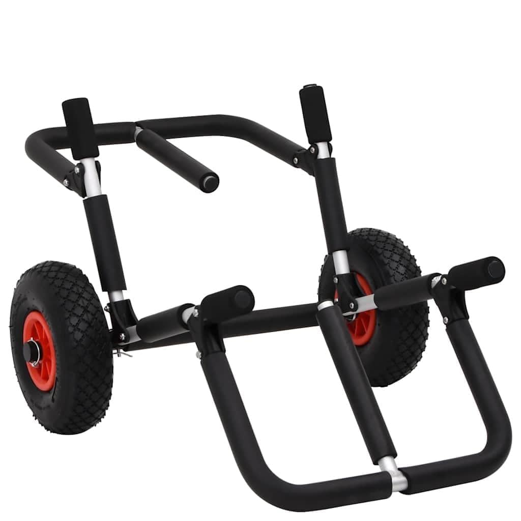 Klappbarer SUP Trolley aus Aluminium mit 2 aufblasbaren Rädern und Schaumstoffpolsterung für sicheren Transport von Surfbrett und Paddelboard bis 45 kg