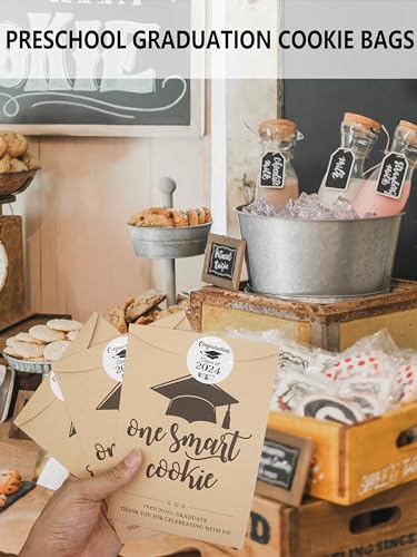 One Smart Cookie Bags for Preschool Graduation Decorations, Preschool Graduation Candy Cookie Treat Gift Bags, PRE-K Graduation Decorations 2024, CKDZ Preschool Graduation Decorations 2024 - Image 5