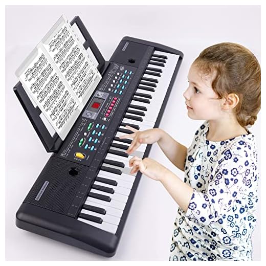 M SANMERSEN Piano for Kids Keyboard Piano 61 keys with Microphone/LED Display/Music Stand Electronic Piano Keyboard Educational Music Toys for 3-9 Years Old Beginners Girls Boys
