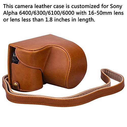 Funda de cuero para cámara Sony a6400/a6300 con lente 16-50mm miniatura 2