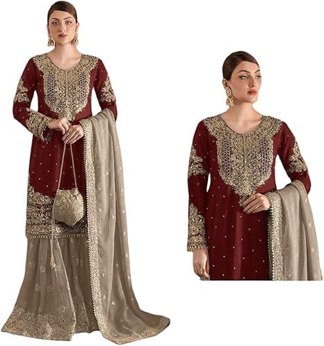 Ready to Wear Indian Pakistani Wedding Wear Palazzo Style Salwar Suit for Women.4