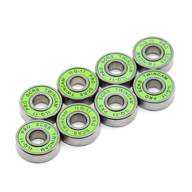 8 Pieces Deep Groove 608RS ILQ-11 8x22x7 ABEC-9 Green Sealed Inline Skate Bearings Steel Wheel for Skateboards