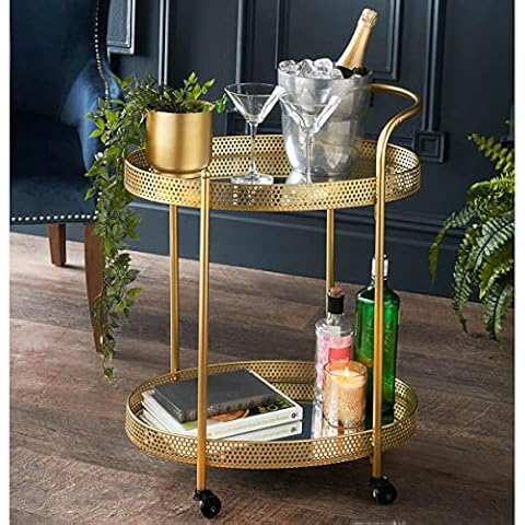 Dylex Gold Drinks Trolley With 2 Mirrored Shelves Art Deco Theme Cover