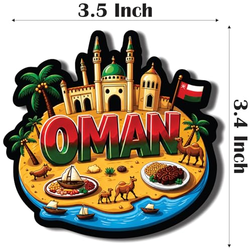 Image of CVANU Oman Country Landmark Theme 2pcs MDF Fridge Magnet - Wooden Travel Souvenir Refrigerator Decorative Collectible Magnet