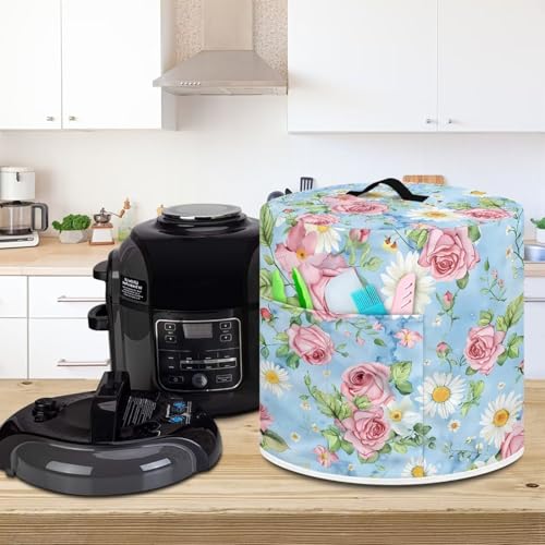 Image of Cozeyat Floral Dasiy Pressure Cooker Air Fryer Cover,Round Pressure Cooker Dust Cover,Protective Cover with Pocket Kitchen Appliances for Electric Pressure Cooker Air Fryer Rice Cooker Steamer