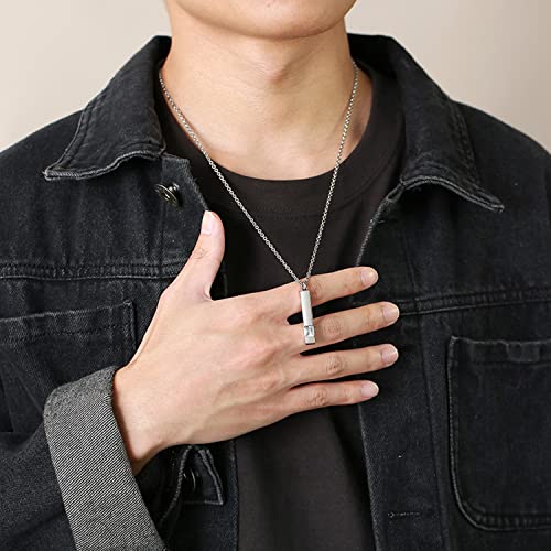 Crystal Urn Necklaces For Ashes For Men Stainless Steel Bar Pendant Necklace Memorial Cremation Jewelry For Ashes Keepsake Jewelry With Cubic Zirconia, Black-Blue #TOP4