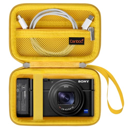 Image of Canboc Carrying Case for Sony RX100 VII / RX100 VI / RX100 V / RX100 IV / RX100 III Compact Digital Camera, Point and Shoot Vlogging Camera Bag, Zipper Mesh Pocket fits USB Cable, Batteries, Yellow