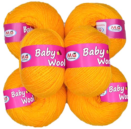 Image of M.G ENTERPRISE 100% Acrylic Wool Yellow 8 Pc Baby Wool 4 ply -FC Art-