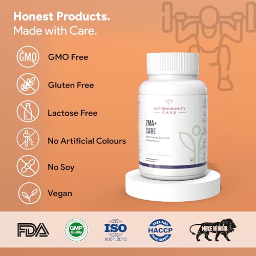 Image of ZMA+ Care | Zinc Magnesium Supplement with Vitamin B6 | Supports Sleep, Muscle Recovery, Brain Health, Immunity & Stress Relief | ZMA Supplement for Men & Women | 60 Caps (30 doses)