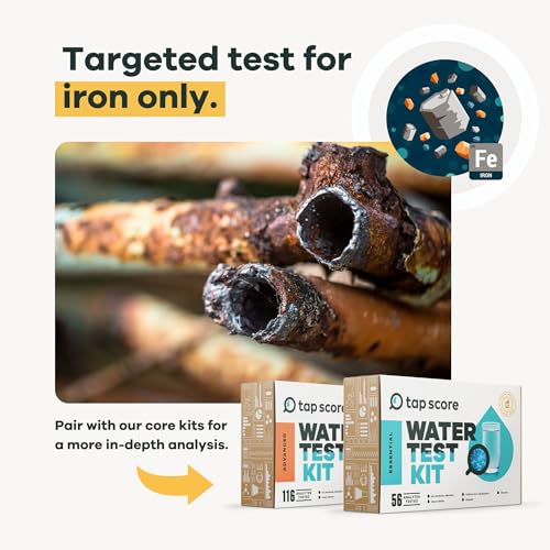 Image of Tap Score Iron in Water Test Kit | Well or City | Full Report | EPA Certified Drinking Water Labs | #1 Best Home Water Test 2021-24 NYT Wirecutter | 100% Unbiased