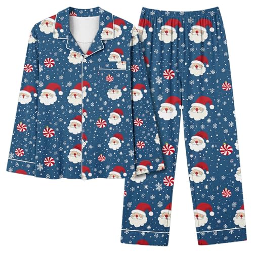 Conjunto feminino de calça de Natal para inverno, outono, cardigã e calça de pijama feminino 2024, D