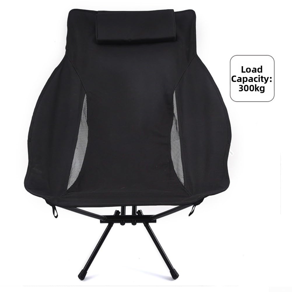 Silla plegable para exteriores, marco de aleación de aluminio ligero, reclinable portátil para camping, pesca, senderismo, bajas emisiones, estabilidad segura, fácil montaje, negro (negro)