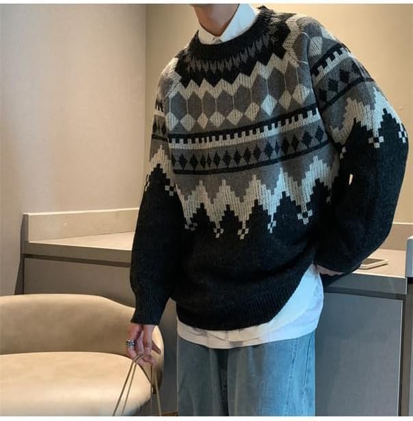 Miniatura 2 de CYee Grunge Grandpa Sweater for Men Aesthetic Graphic Pullover Y2k Acubi Long Sleeve Sweatshirt Preppy Emo Alt Clothing