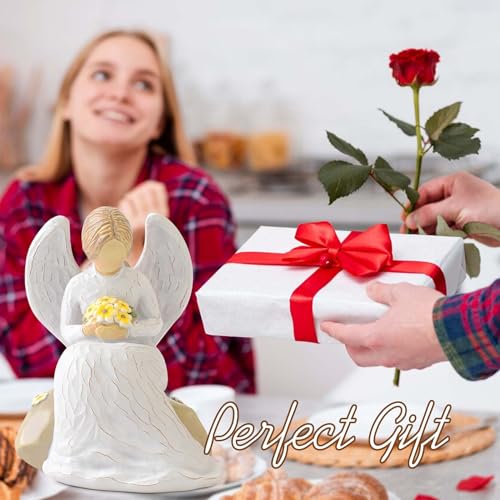Image of Guardian Angel Statues and Figurines, Hand-Painted Collectible Sculpture | Resin Angels Decorativos, Ornaments Mom Birthday Gifts, Home Decor Ornament
