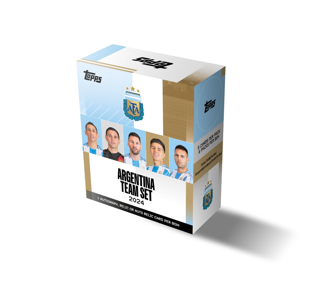 Topps Argentinien-Team-Set 24/25-30 Karten pro Box, einschließlich einer Autogramm-, Relikt- oder Auto-Relikt-Karte in jeder Box