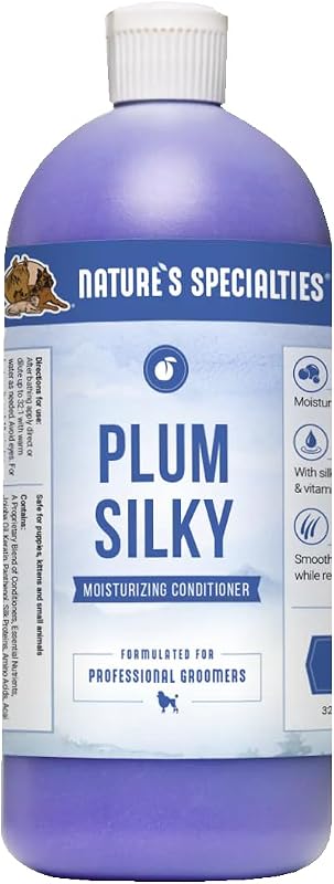 Condicionador Concentrado Plum Silky para Cães Nature's Specialties com Queratina e Proteínas da Seda, 946 mL