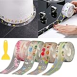 防カビテープ 防水テープ 補修テープ 幅3.8CM×長さ3.2M 透明 強粘着 一つ折り 台所コーナーテープ コンロの隙間テープ 防油 防水 防カビ お風呂 キッチン すきまテープ 折り目で簡単に貼る 90度曲げることができます 耐高温 のり残らず 繰り返し 多機能 バスルーム 浴槽まわり 洗面台用 (果物)