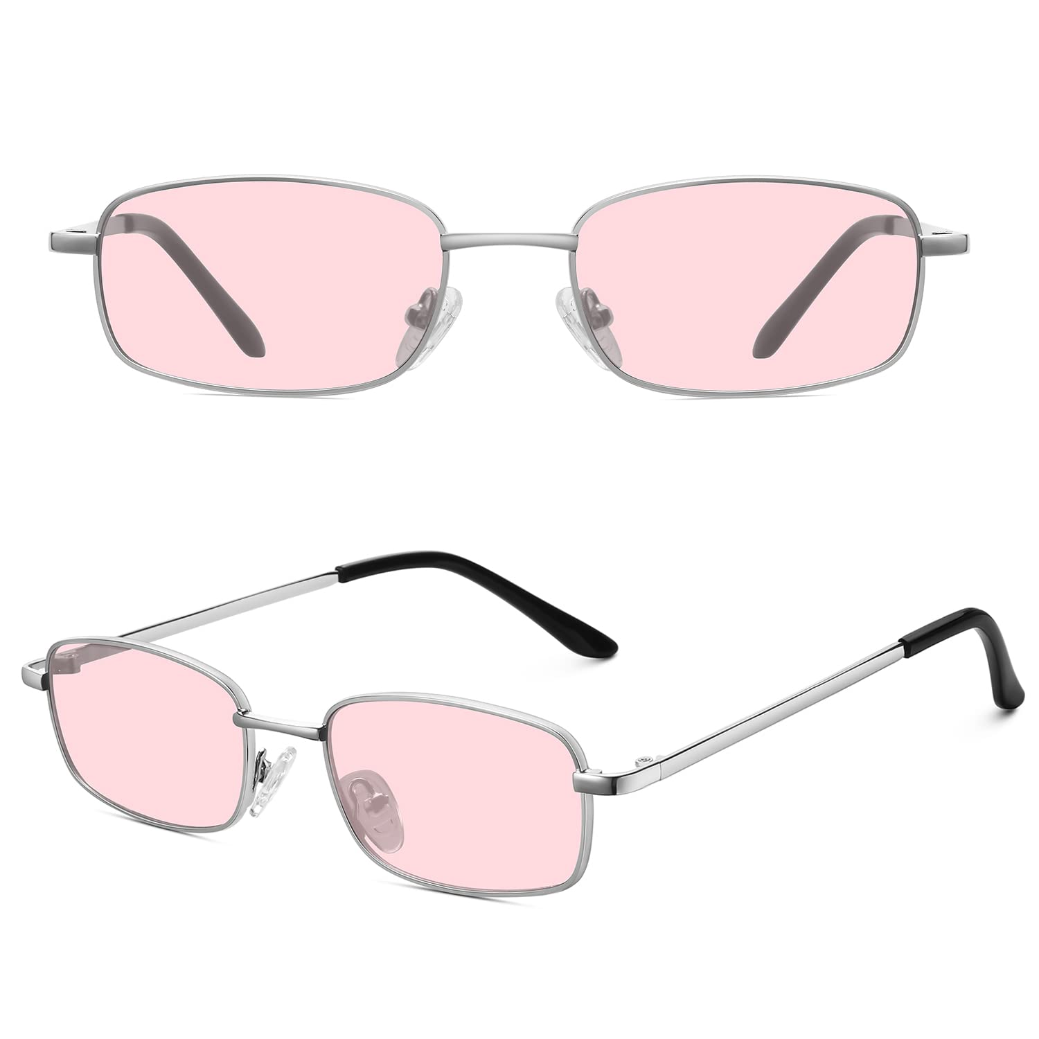 Rechteckige Sonnenbrille für Damen, 90er-Jahre-Stil, Retro-Stil, klein, schmal, quadratischer Rahmen, UV400-Schutz
