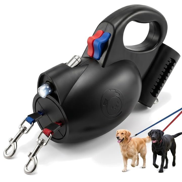 Astro Buddies 360° Tangle-Free Strong Dual Retractable Dogs Leash