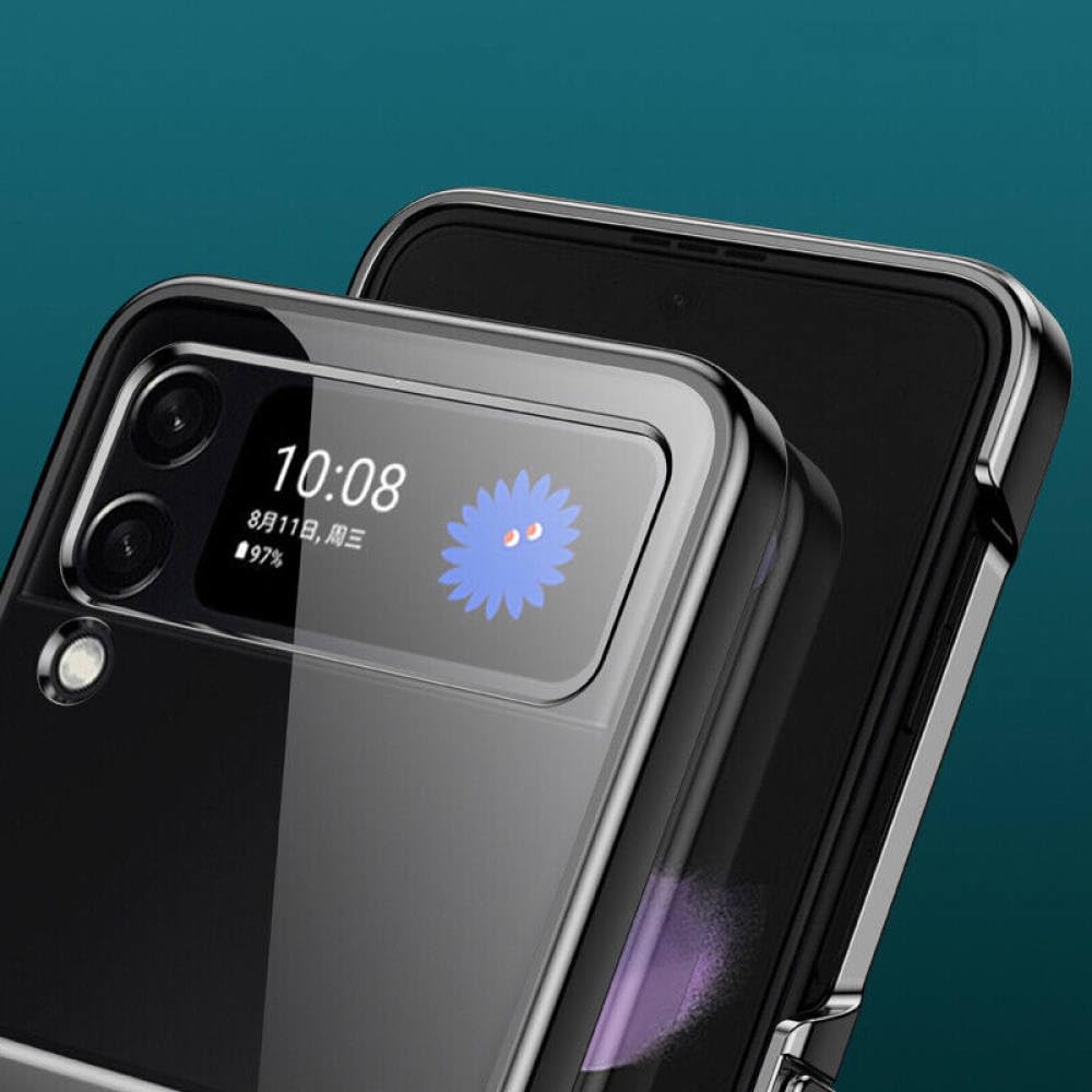 Luksusowe, przezroczyste, składane etui na telefon do Samsung Galaxy Z Flip 4 Filp 3, zapobiegające upadkom, odporne na wstrząsy, chroniące przezroczystą obudowę, fioletowe, do Samsung Z Flip 4