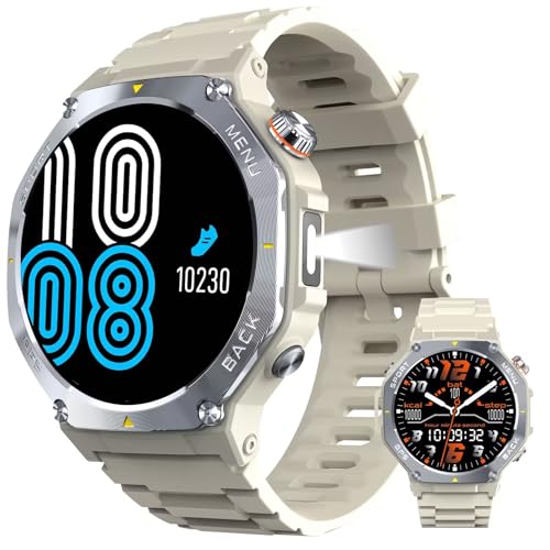 leewill V20 Smartwatch Militar GPS, 3ATM(30m) Impermeable Reloj Inteligente Hombre, 30 Días en Espera, 170+ Modos Deporte, Monitor Cardio, Llamadas Bluetooth, Esfera IA+ChatGPT, 1.43'' AMOLED, Plata