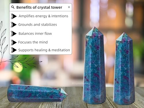 Image of Crystal Heaven Ruby Kyanite Crystal Tower Obelisk Point For Chakra, Healing And Balancing - Aaa Grade Original Certified Gemstone Agate For Reiki Meditation Yoga Spiritual (3-4 Inches)