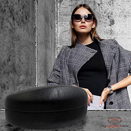 Image of MyEyeglassCase - Large Sunglasses Case - Glasses Holder with Pouch & Cloth - Eyeglass Hard shell Medium - Extra Large frames