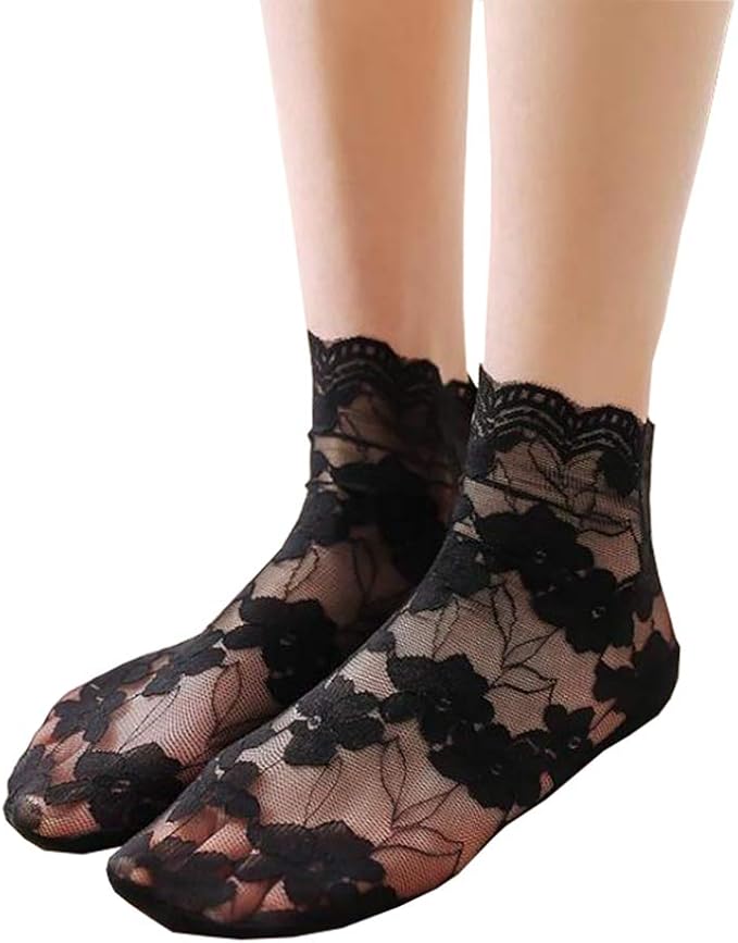Amazon Ainial ソックス レディース 春夏 薄手 レース 花柄 おしゃれ 靴下 女性 カジュアル ショート チュール シースルー 可愛い ショートソックス メッシュ 通気 快適 6足セット 靴下 通販