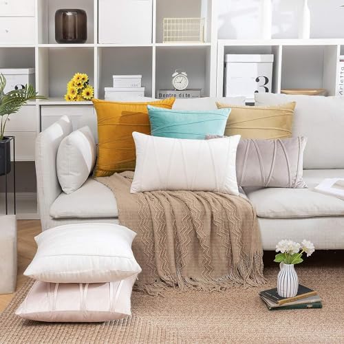 Image of Khooti Velvet Striped Cushion Cover Pack of 1-22 x 22 Inches / 55.88 x 55.88 Cm | Gold | Soft Pillow Covers Cushion Case for Sofa Bedroom Livingroom Chair Car, Cushion Cover with Zig Zag Pattern