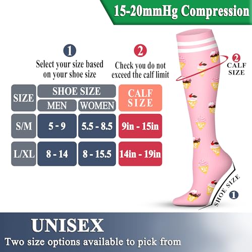 Image of QUXIANG Copper Compression Socks for Women & Men Circulation (8 Pairs) - Best for Running Athletic Cycling - 15-20 mmHg