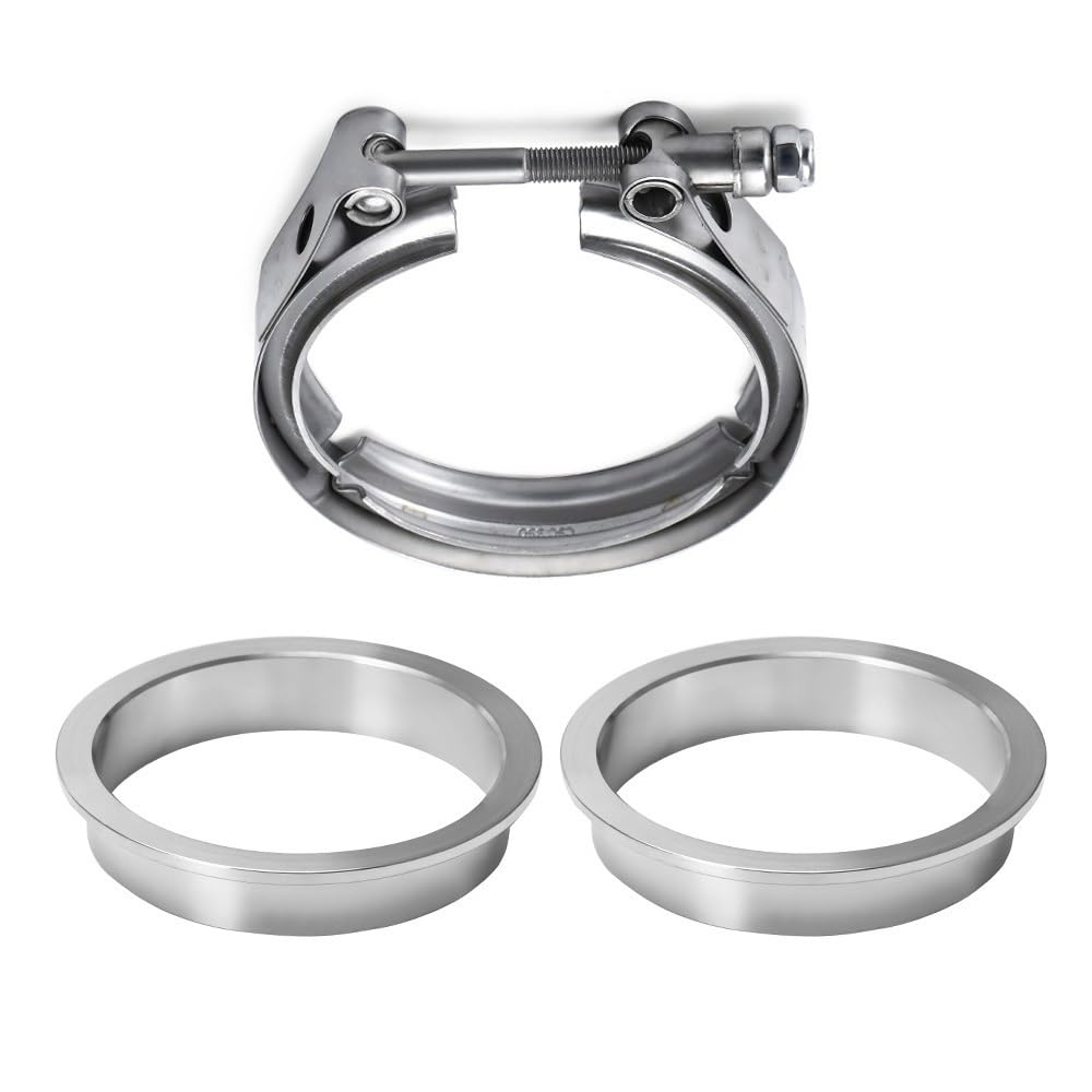 TonuuoDC 1.5" 1.75'' 2'' 2.25'' 2.36'' 2.5'' 3'' 3.5'' 4'' 5'' 6.0"' stainless steel standard V Band clamp with flat Flanges assembly(57mm 2.25inch)