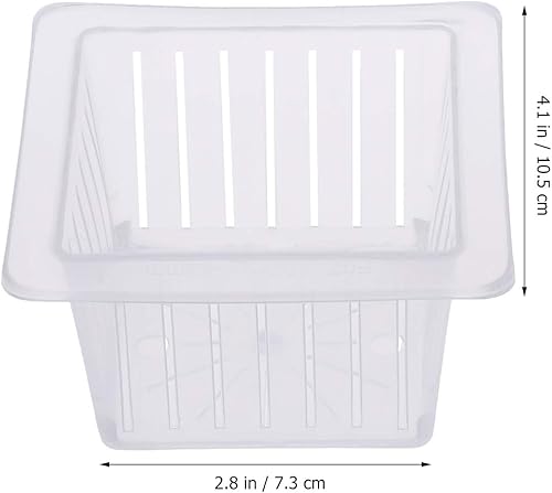 Miniatura 4 de Yardwe 10 macetas cuadradas de 4 pulgadas de plástico hidropónico para suministros hidropónicos con cuerda de algodón (blanco)