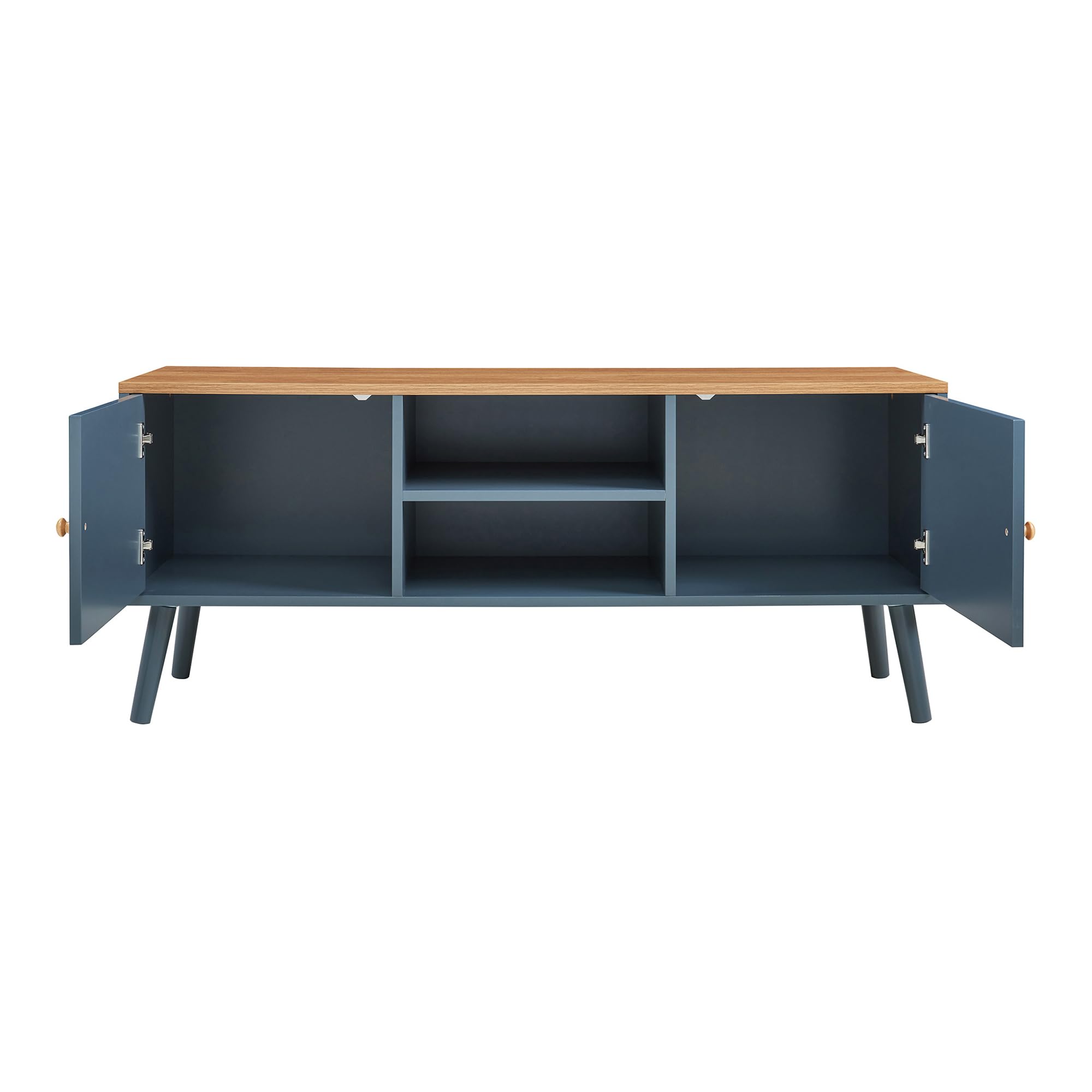 [en.casa] Mobile Porta TV con 2 Ante e Scomparti Aperti Chiusi Armadio Basso Mobile Contenitore Archiviazione Stand Centri Multimediali 120x35x50 cm - Grigio/Effetto Rovere