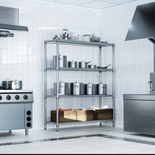 Image of M MZG 2800 LBS 59 inch W 4 Tier Storage Shelves Rack Metal Wire Shelving Unit, Storage Standing Shelf Organizer for Laundry Bathroom Kitchen Pantry Garage Utility Room, Chrome 17.7 inch D x 59.1 inch W x 70.4 inch H