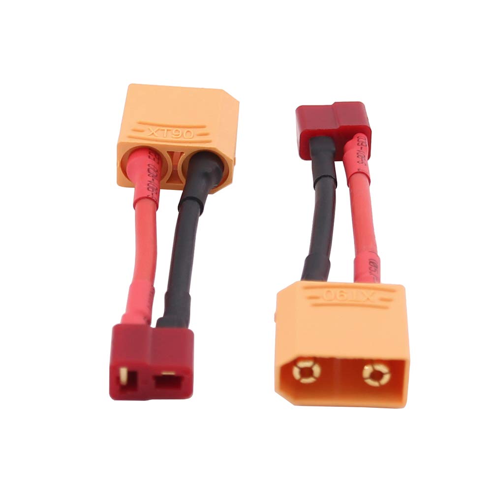 OliRC 2pcs Male XT90 to Female T Plug Connector Adapter with 14awg 2in Cable(C100-2)