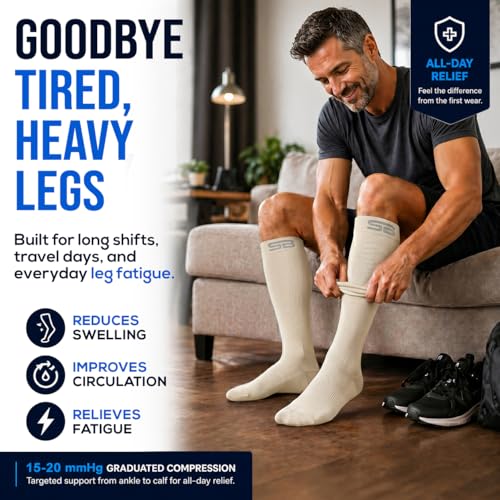 Image of SB SOX 3-Pair Compression Socks (15-20mmHg) for Men & Women - Comfortable Socks, Easy to Put On - Best Socks for Daily /Any Use, Running, Nurse, Travel