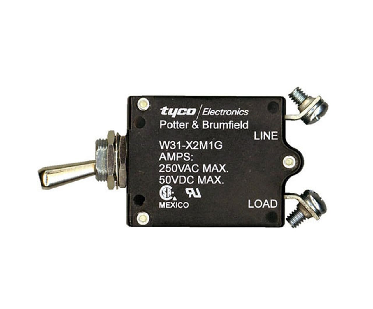 TE CONNECTIVITY/POTTER & BRUMFIELD W31-X2M1G-5 Circuit Breaker, Thermal, 1P, 250V, 5A