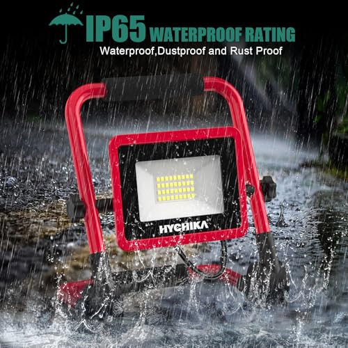 HYCHIKA 30W LED Work Light, 3500 Lumen Brightness Portable Flood Light with Stand, 6.6 ft Cord for Outdoor/Indoor LED, Car Repair - image 4