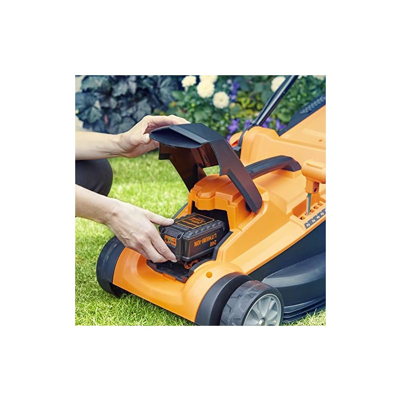 LawnMaster MX 24V Cordless 37cm Lawnmower and 25cm 3-in-1 Grass Trimmer - Rear Roller, Cutting and Edging, 2x MX 24V 4.0Ah Lithium Ion Batteries and Fast Charger (37cm Mower & Trimmer) - Image 6