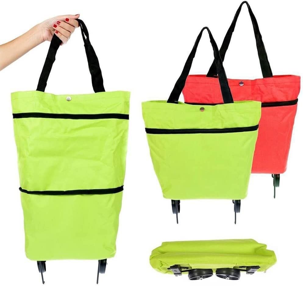 Carrello della spesa pieghevole su ruote, carrello della spesa pieghevole 2 in 1 con copertura impermeabile, resistente carrello per il mercato